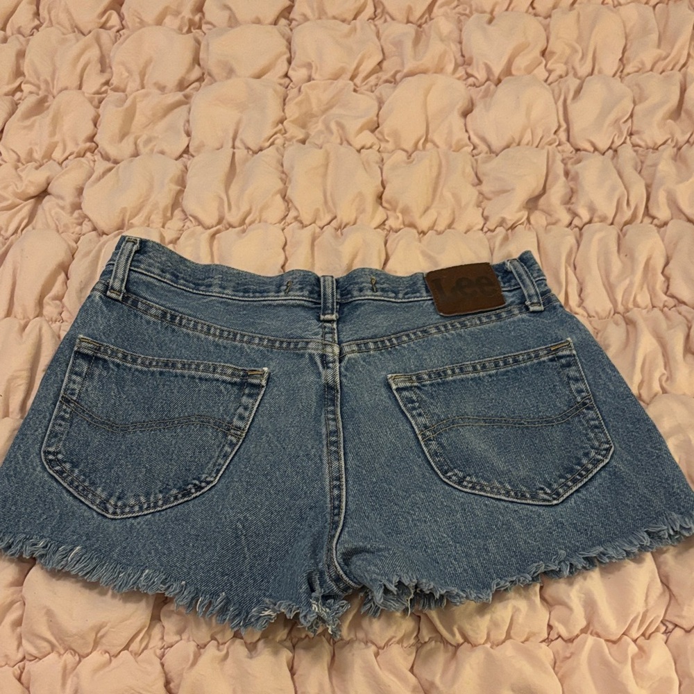 Vintage Lee Light Blue Denim Frayed Hem Shorts